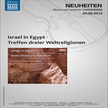 Blu-ray, DVD- und CD-Neuheiten September 2012 Nr. 4 (Im Vertrieb der NAXOS De...