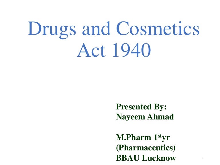 drug and cosmetic act 1940