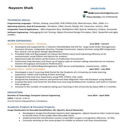 Nayeem shaik resume | PDF