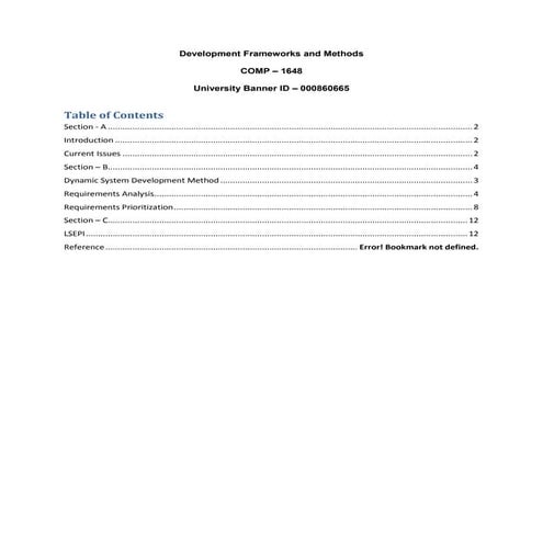 Development Framework & Methods