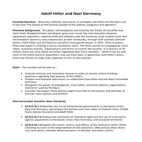 Nazi policies lesson