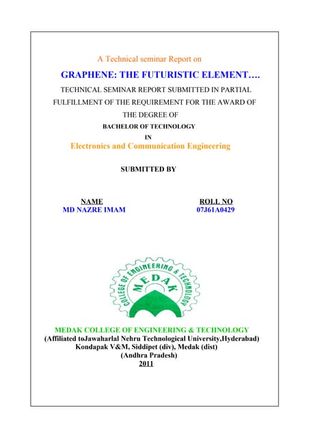 Graphene : the futuristic element..... 