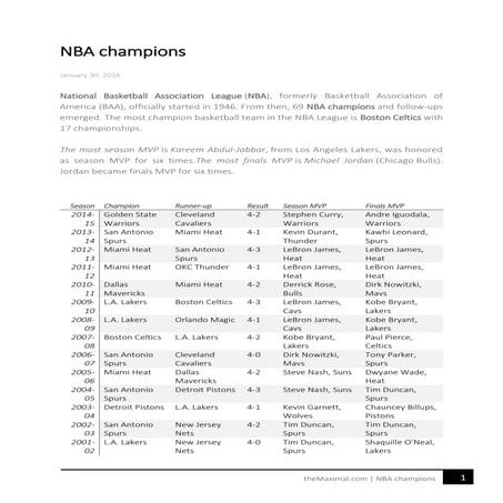 The NBA Champions