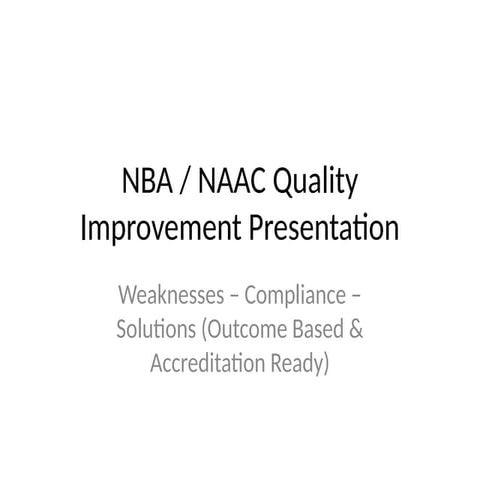 NBA & NAAC Quality Improvement Strategies for Outcome-Based Education ...