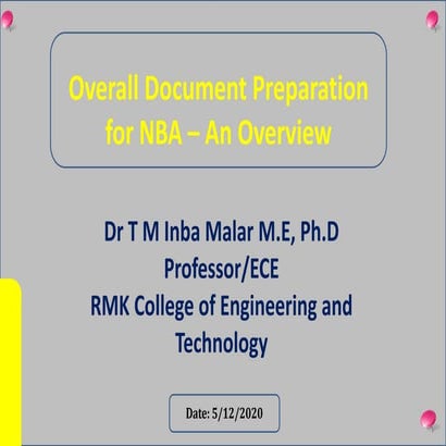 NBA  SELF ASSESSMENT REPORT( SAR) PREPARATION