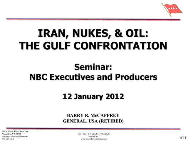 Notes for Barry McCaffrey's speech at the Friendship Breakfast