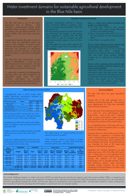Water investment domains for sustainable agricultural development in the Blue Nile basin