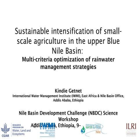 Sustainable intensification of small-scale agriculture in the upper Blue Nile...