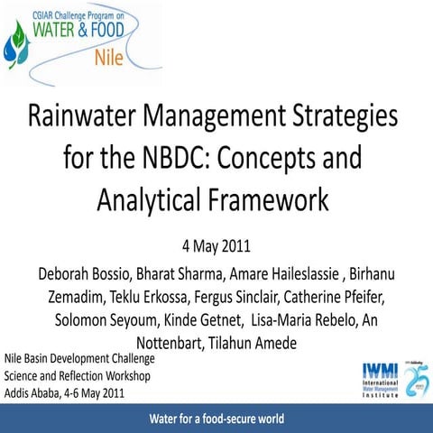 Rainwater management strategies for the NBDC: Concepts and analytical ...