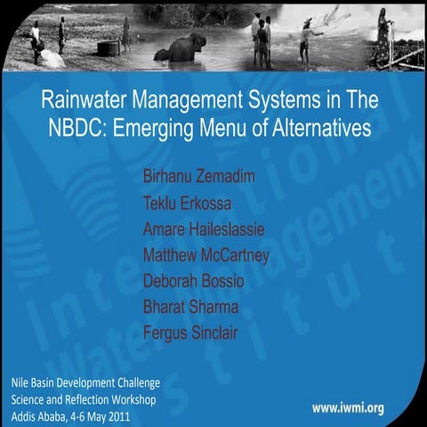 Rainwater Management Systems in the NBDC: Emerging menu of alternatives