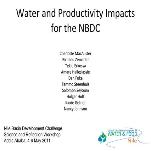 Water and Productivity Impacts for the NBDC