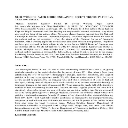 Nber working paper series explaining recent trends in the u