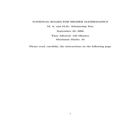 Nbhm m. a. and m.sc. scholarship test 2006