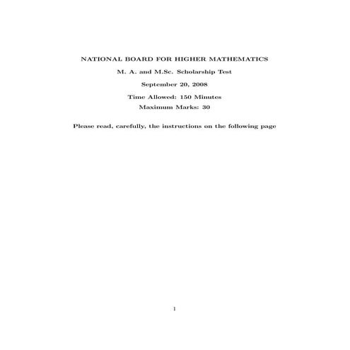 Nbhm m. a. and m.sc. scholarship test 2008