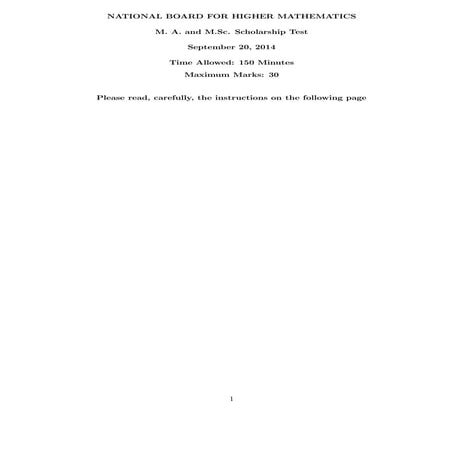 Nbhm m. a. and m.sc. scholarship test september 20, 2014 with answer key