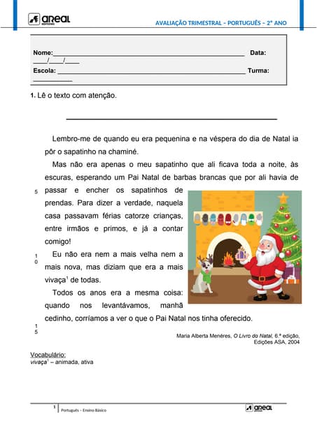 Ficha De Avaliao Trimestral De Portugus 3 Ano 2 De Web ViewMATRIZ DAS