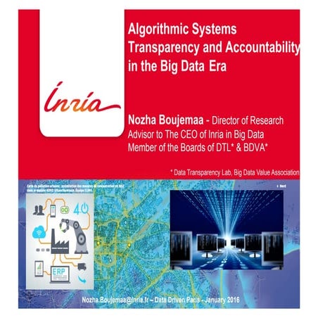 Algorithmic Systems Transparency and Accountability in Big Data & Cognitive Era