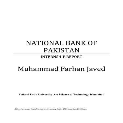 Nbp internship-report-on-national-bank-of-pakistan-2012