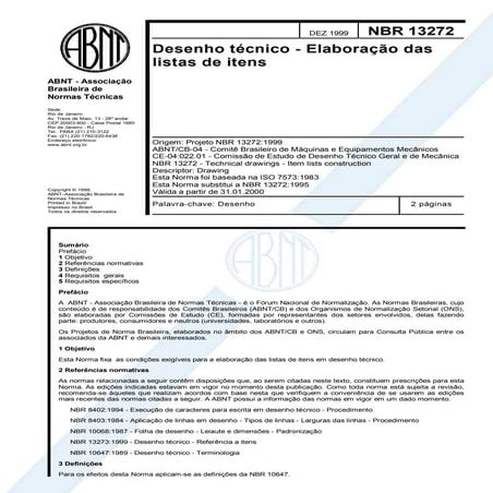 Nbr 13272 desenho tecnico - elaboracao das listas de itens