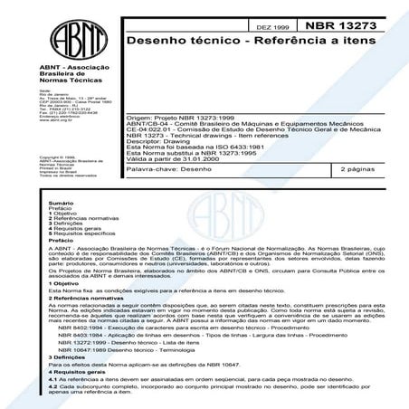 Nbr 13273 desenho técnico - referência a itens