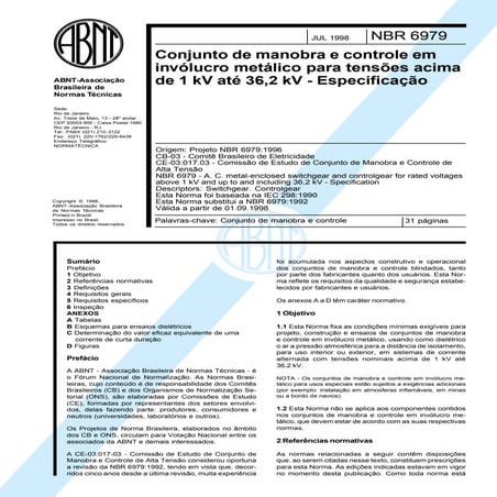 Nbr 6979 conjunto de manobra e controle em involucro meta | PDF