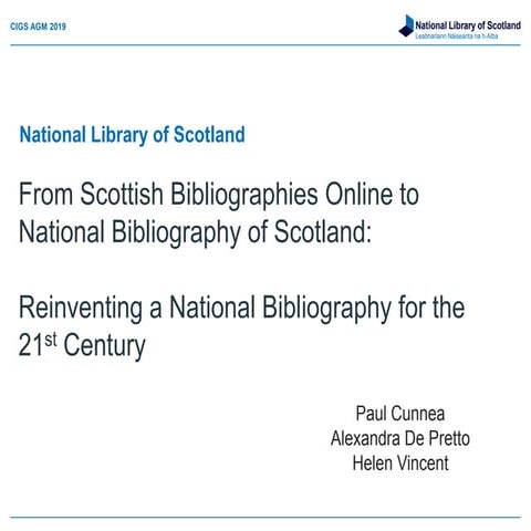 From Scottish Bibliographies Online to National Bibliography of Scotland : Re...