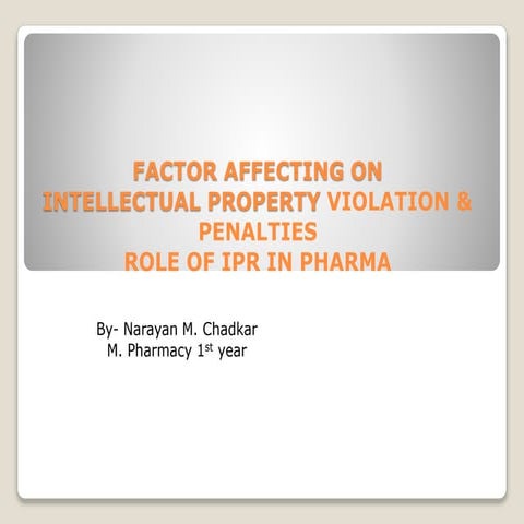 FACTOR AFFECTING ONINTELLECTUAL PROPERTY VIOLATION & PENALTIES ROLE OF IPR ...