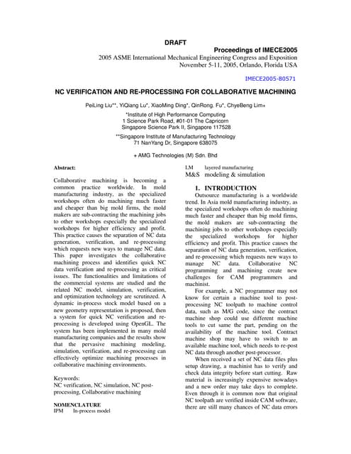 Nc verification and re processing for collaborative machining