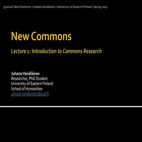 New Commons 1/6: Introduction to Commons Research