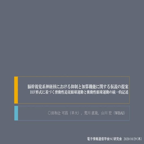 脳幹視覚系神経核における抑制と加算機能に関する仮説の提案