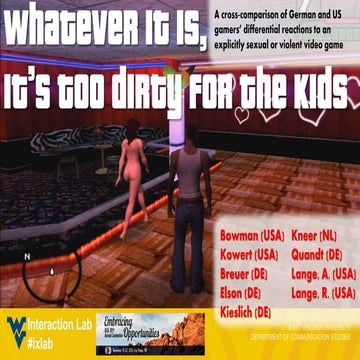 It’s too dirty for me, so it’s too dirty for the kids: A cross-comparison of German and U.S. gamers’ differential reactions to an explicitly sexual or violent video gameta+sex