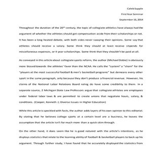 Should college athletes recieve com...