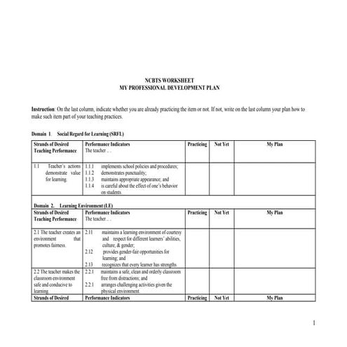 NCBTS Worksheet