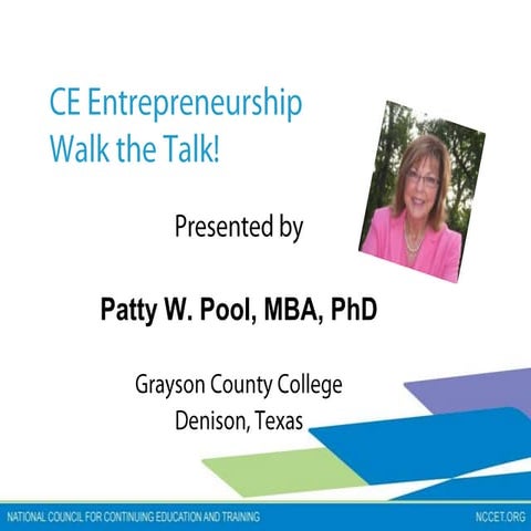 NCCET July Webinar - CE Entrepreneurship –  Walk the Talk
