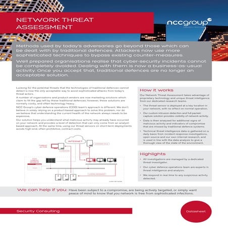 NCC Group Pro-active Breach Discovery: Network Threat Assessment