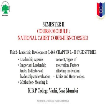 NCC, Leadership capsule Unit-II SEM-II-P.pptx