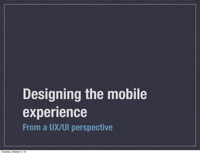 NCDevCon2012_designing the mobile experience