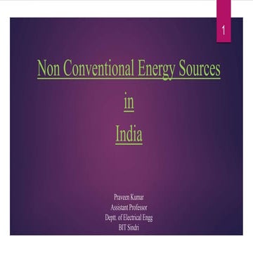 Non Conventional Energy Sources in India