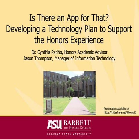 NCHC 2014 presentation - Barrett, The Honors College at ASU