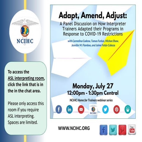 Adapt, Amend, Adjust: A Panel Discussion on How Interpreter Trainers Adapted ...