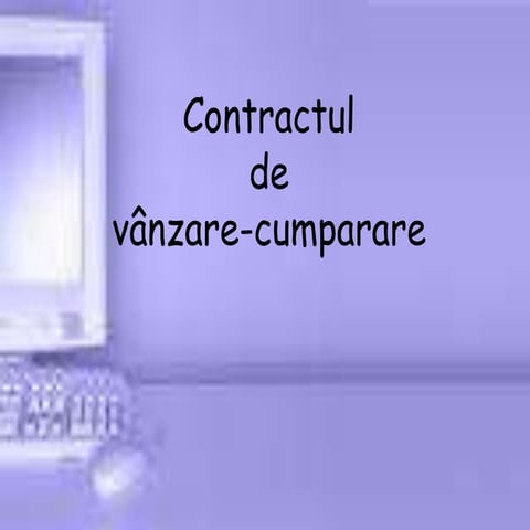 Contractul de vanzare-cumparare