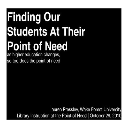 Finding Our Students At Their Point of Need