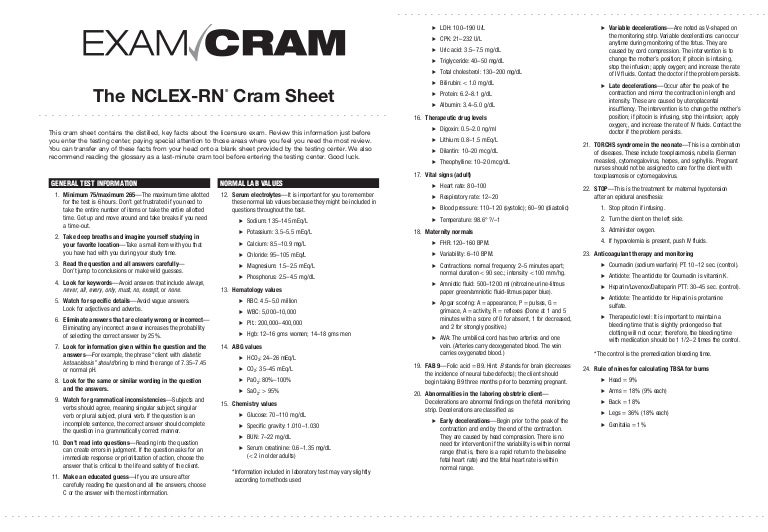 nurse lab values cheat sheet