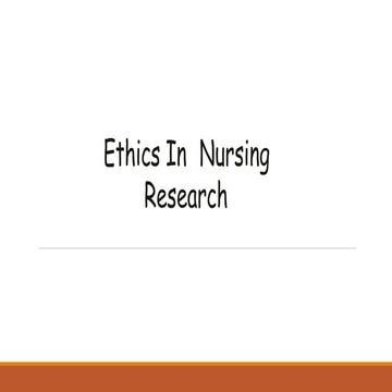 Nursing Research 1 - Ethics 