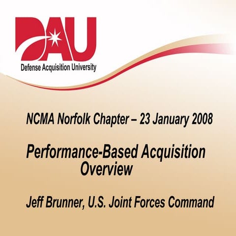 NCMA Performance-Based Acquisition Overview