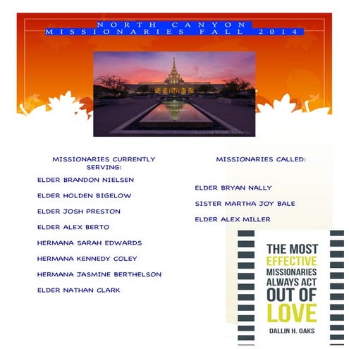 Nc missionary newsletter, fall 2014