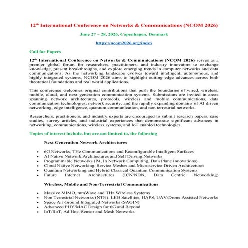 13th International Conference on Computer Networks & Communications ...