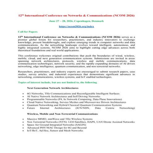 13th International Conference on Computer Networks & Communications ...