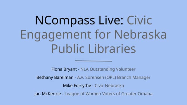 NCompass Live: Civic Engagement for Nebraska Public Libraries