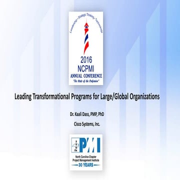 Leading Transformation Programs in Large / Global Organizations
